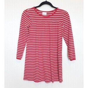 HANNA ANDERSON Long Sleeve Dress Girl Size 8 Red Striped Cotton Tunic All Season